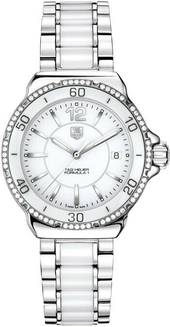 TAG HEUER  FORMULA 1 WAH1213.BA0861 WHITE CERAMIC DIAMOND LADIES SWISS WATCH