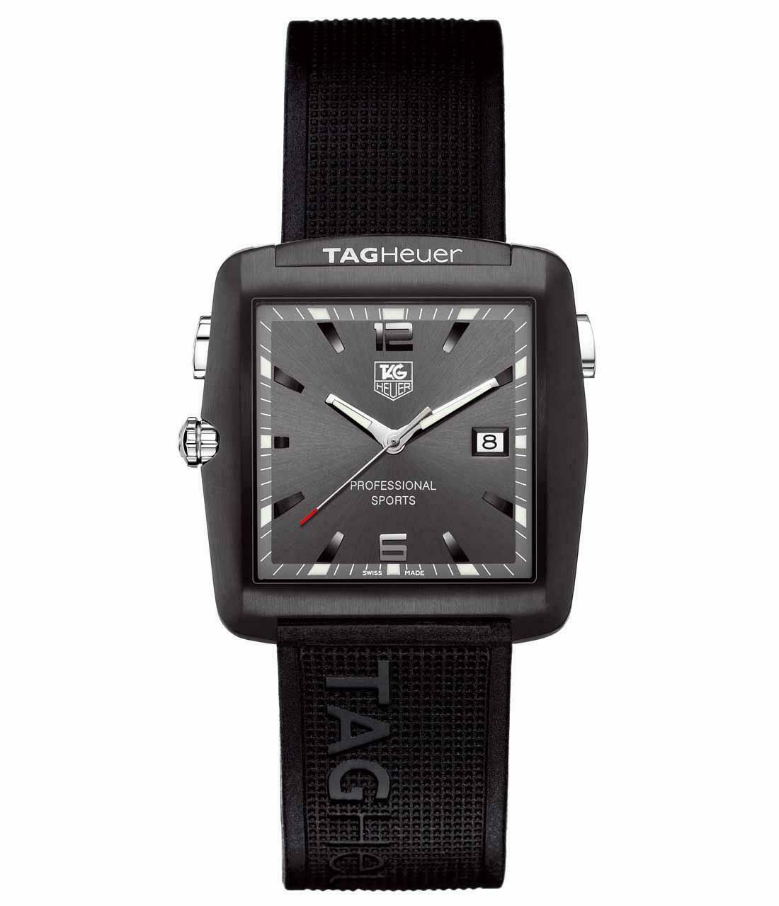 TAG HEUER PROFESSIONAL WAE1113.FT6004 TIGER WOODS GOLF BLACK RUBBER SWISS WATCH