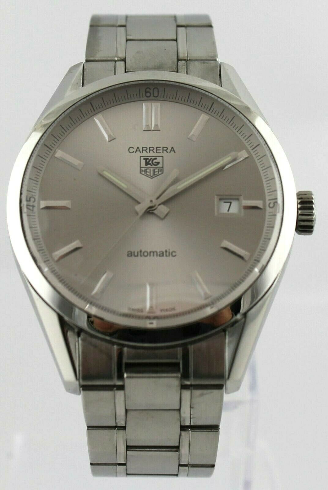 TAG HEUER CARRERA  AUTOMATIC MENS SILVER LUXURY WATCH BOX PAPERS