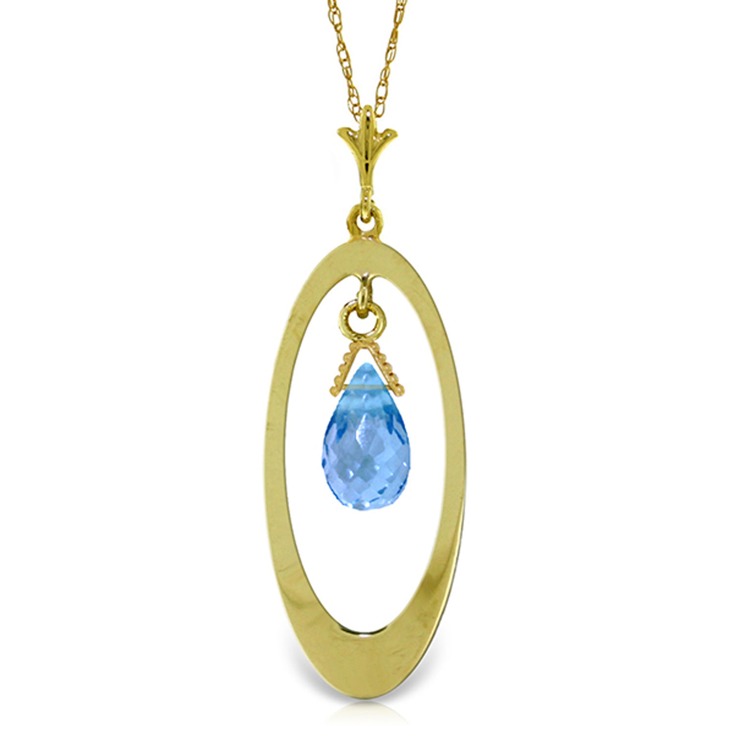 0.7 CTW 14K Solid Gold Hypnotize Blue Topaz Necklace