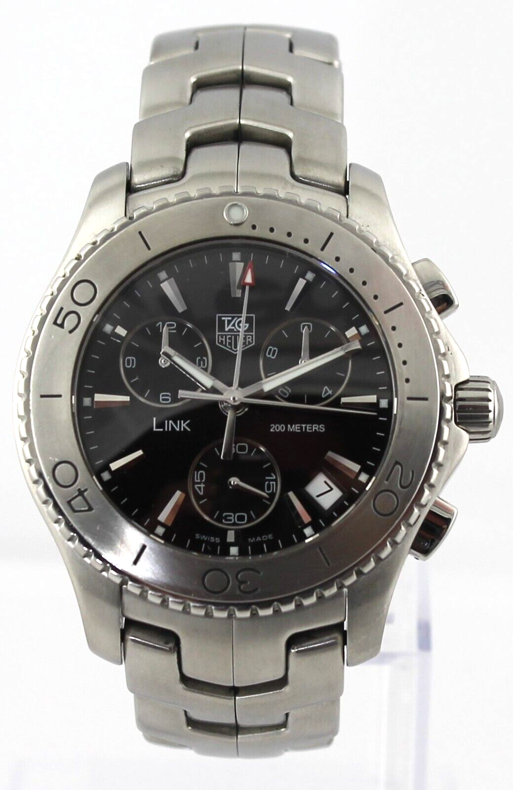 TAG HEUER LINK CHRONOGRAPH QUARTZ BLACK STEEL 200M MEN'S WATCH