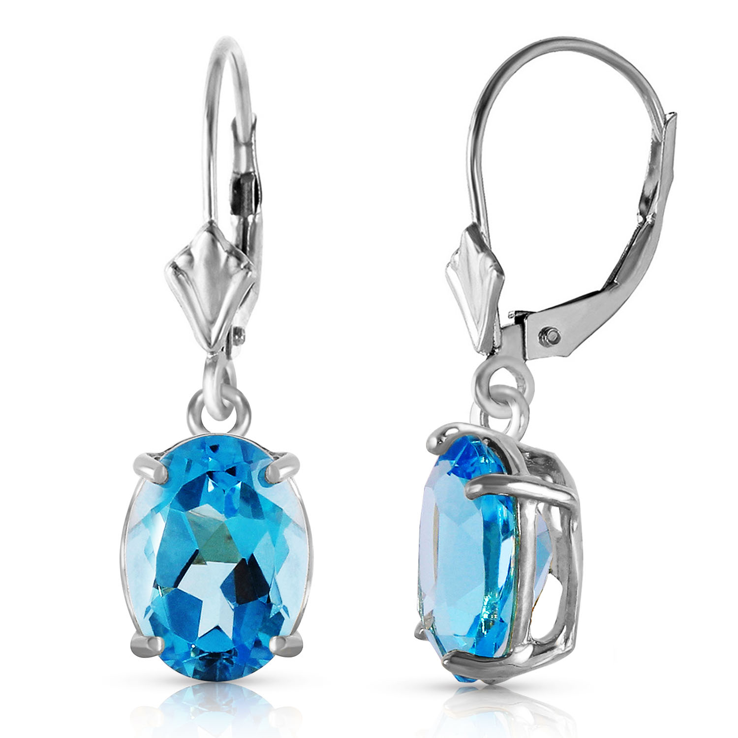 6.25 CTW 14K Solid White Gold Crown Of Splendor Blue Topaz Earrings