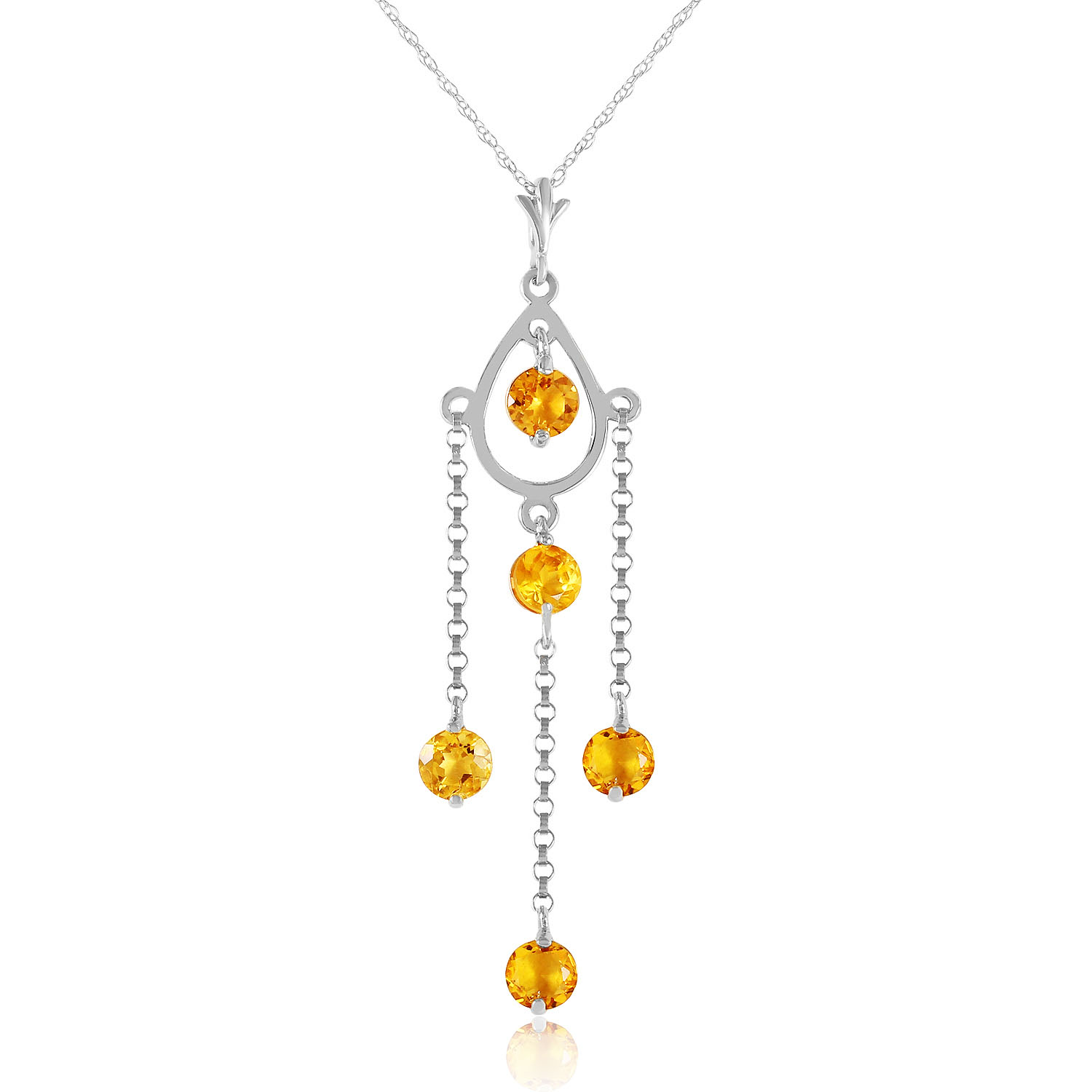 1.5 CTW 14K Solid White Gold Deeds Citrine Necklace