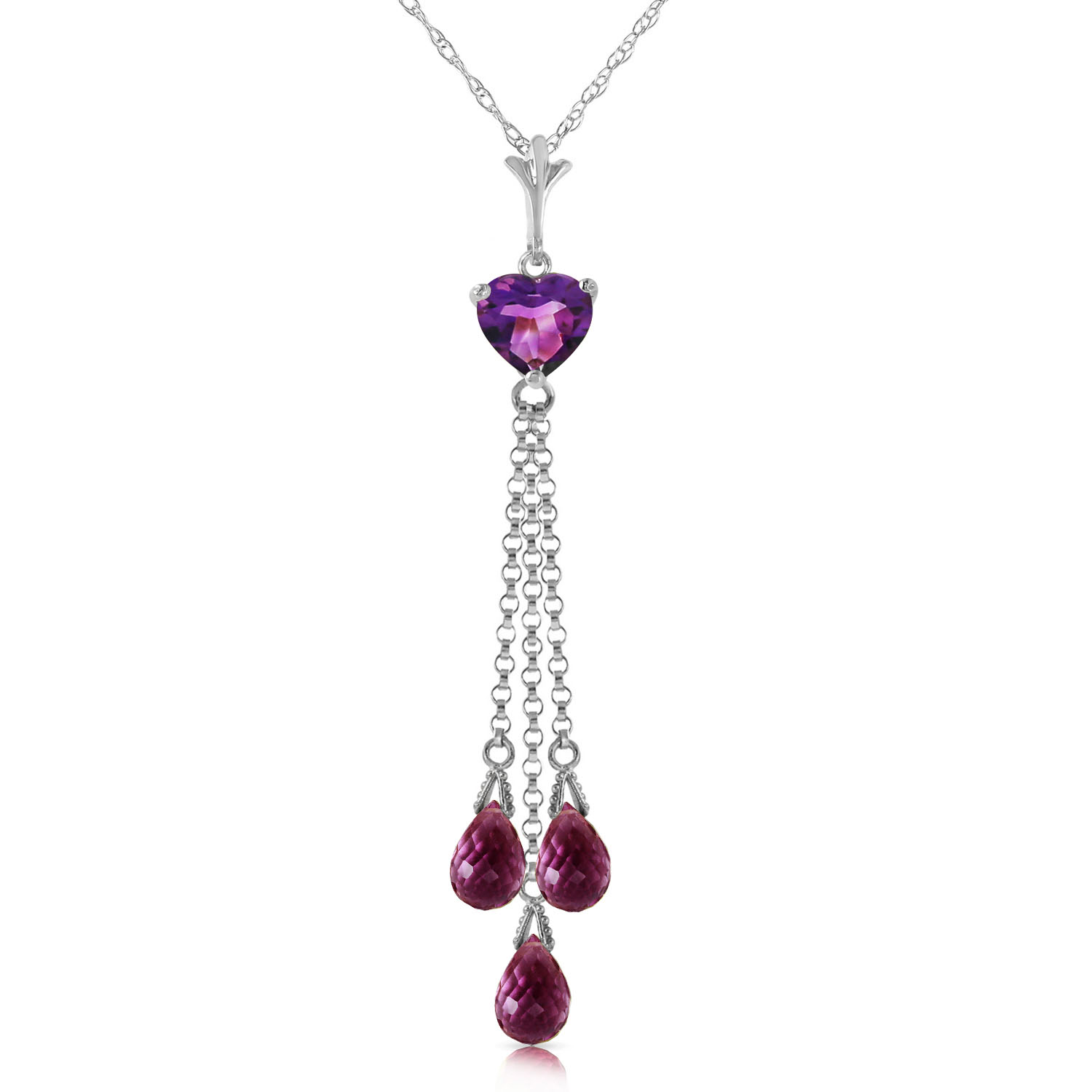 4.75 CTW 14K Solid White Gold Much Tenderness Amethyst Necklace