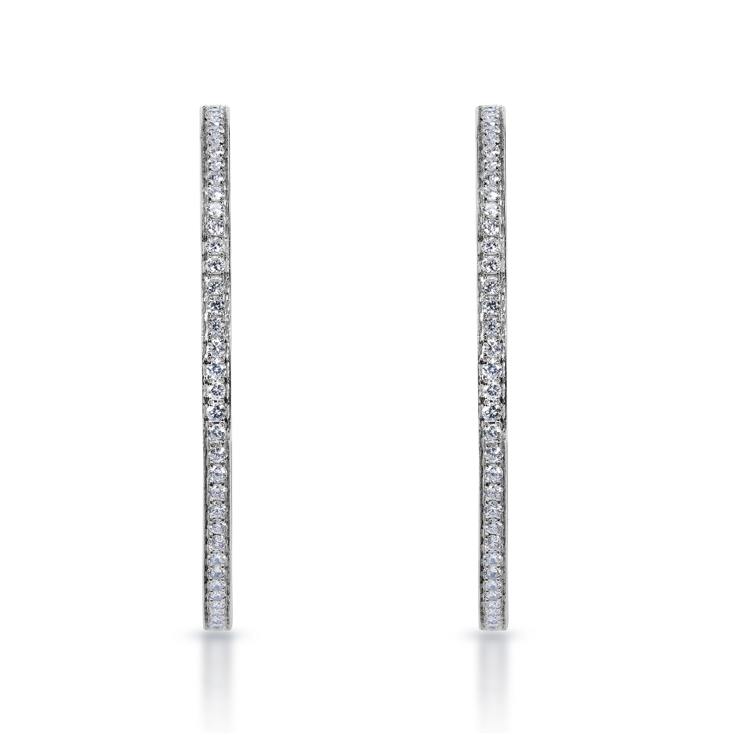 True 2 Carats Round Brilliant Diamond Hoop Earrings in 14k White Gold