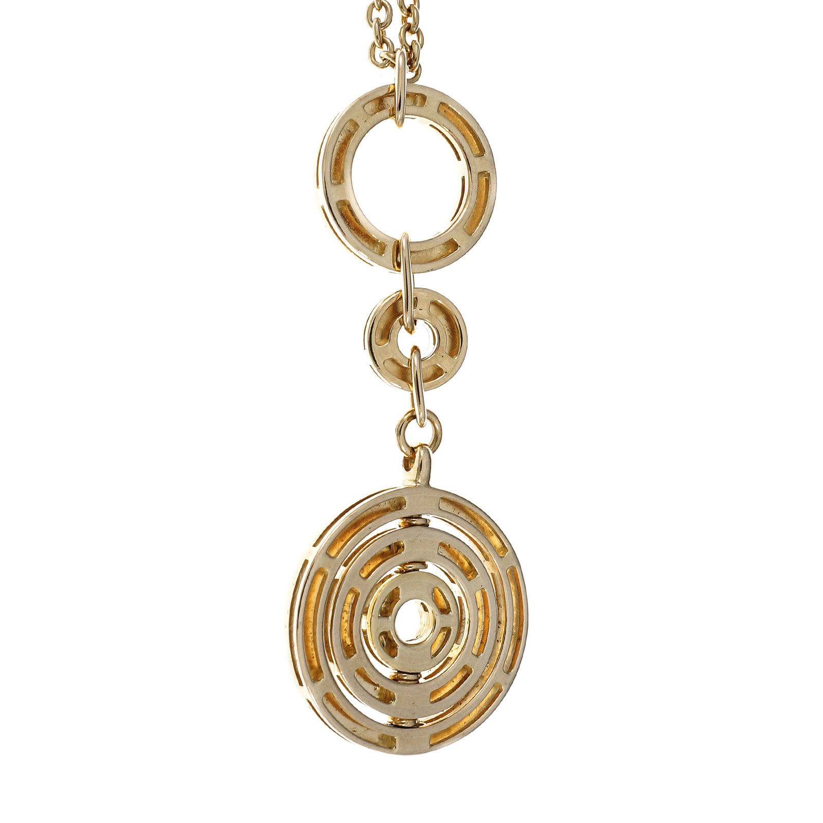 Estate Bulgari Cerchi Astrale Circle Necklace Pendant 18k Yellow Gold 