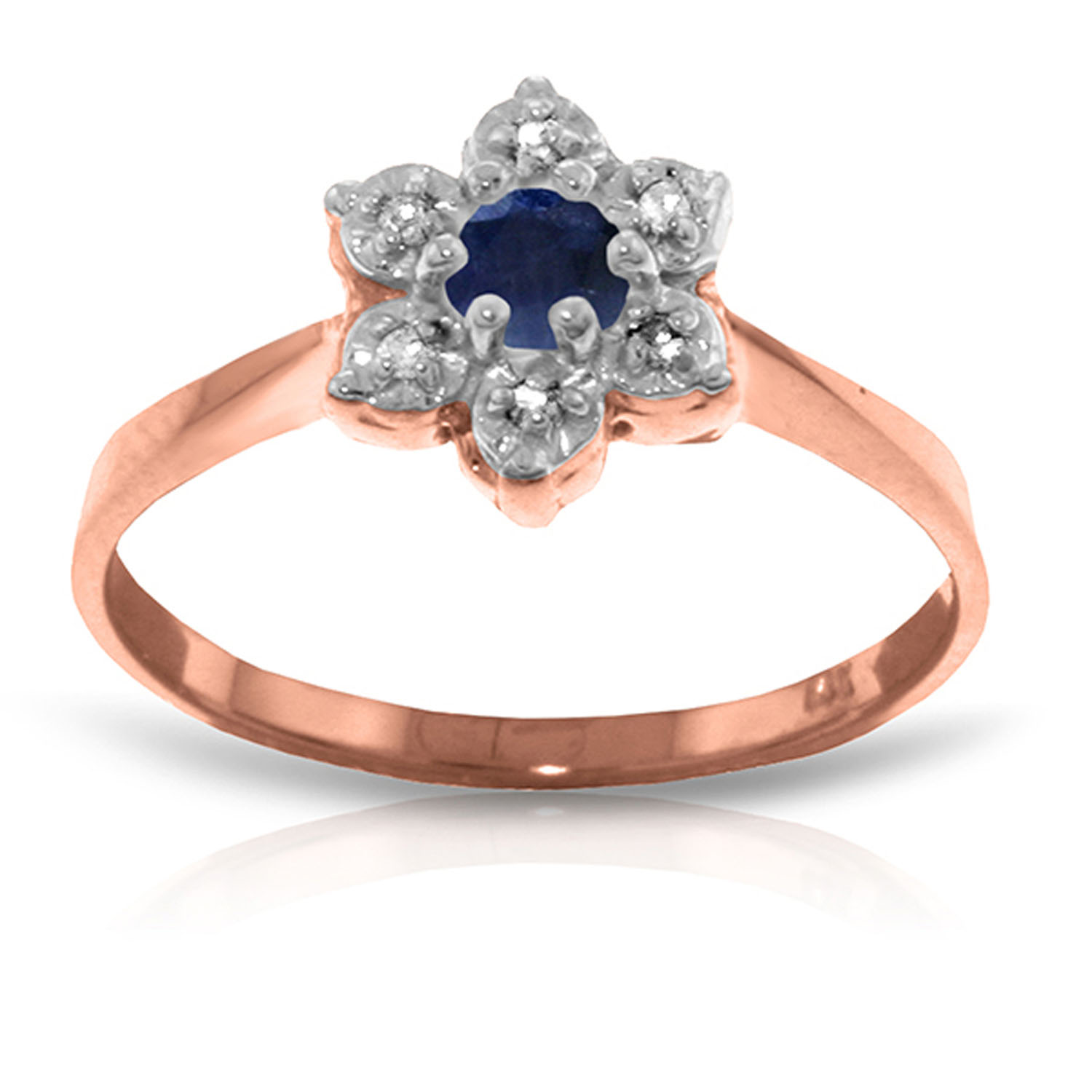 14K Solid Rose Gold Ring withNatural Diamonds  Sapphire