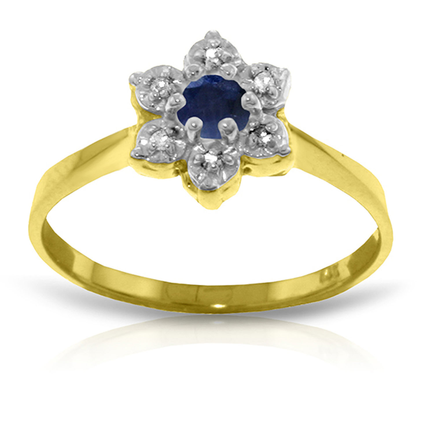 0.19 CTW 14K Solid Gold Lorraine Sapphire Diamond Ring