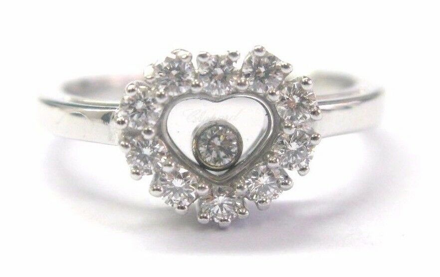 Chopard Happy Diamond Heart Ring White Gold 18Kt .39CT