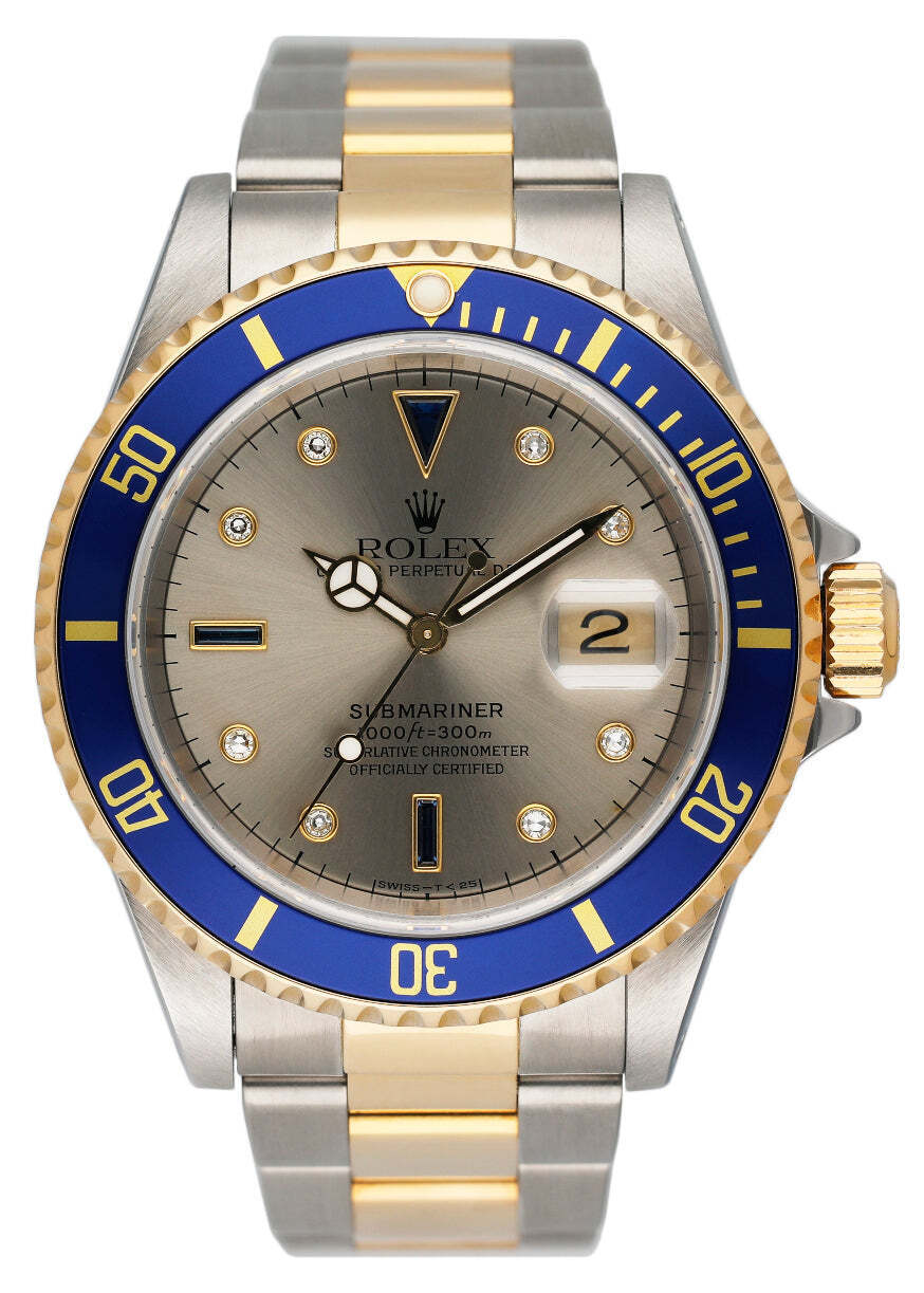 Rolex Submariner Date  Serti Silver Dial Mens Watch
