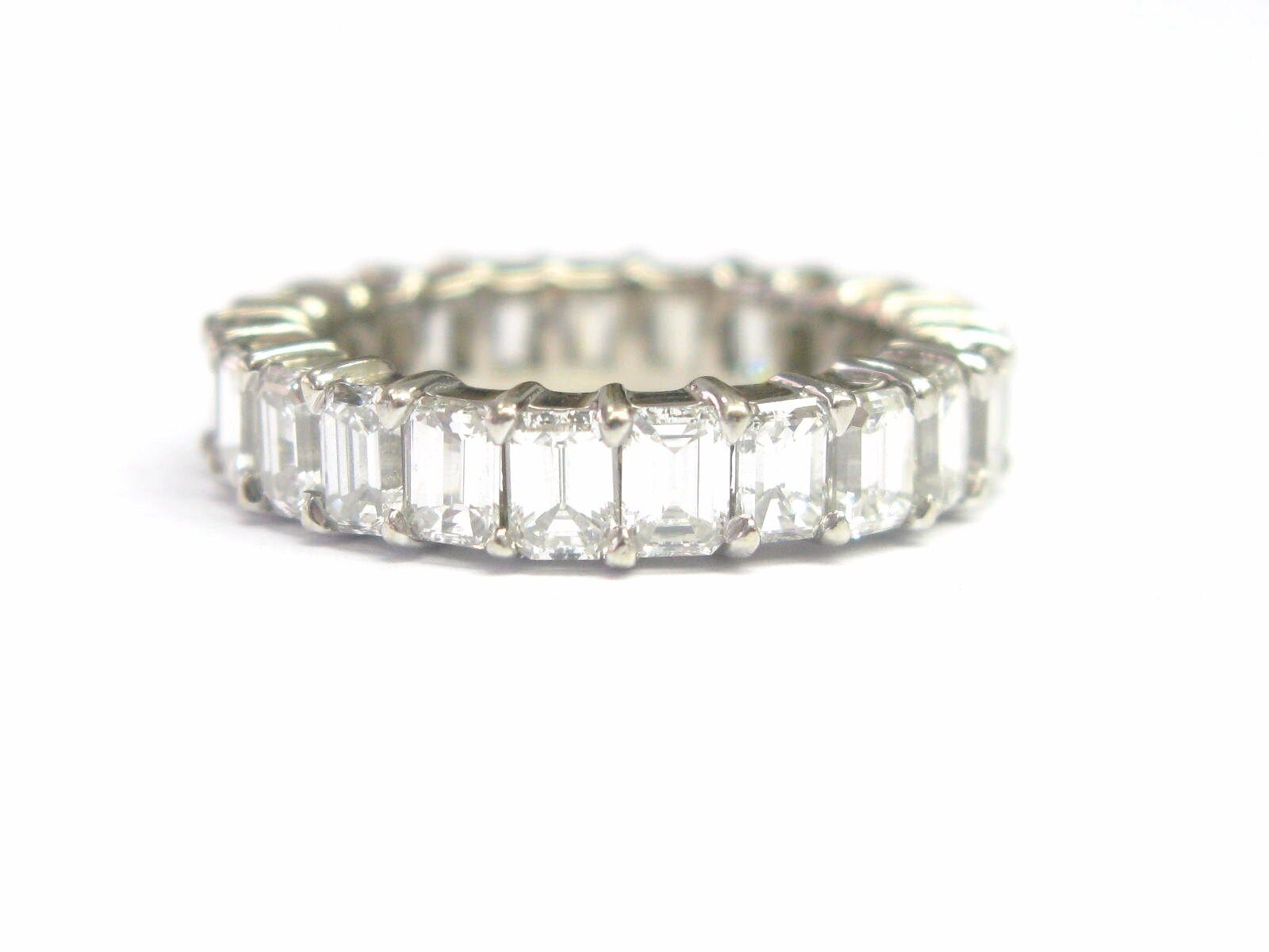 Fine Emerald Cut Diamond Shared Prong Eternity Band Ring White Gold 5.50CT Sz7