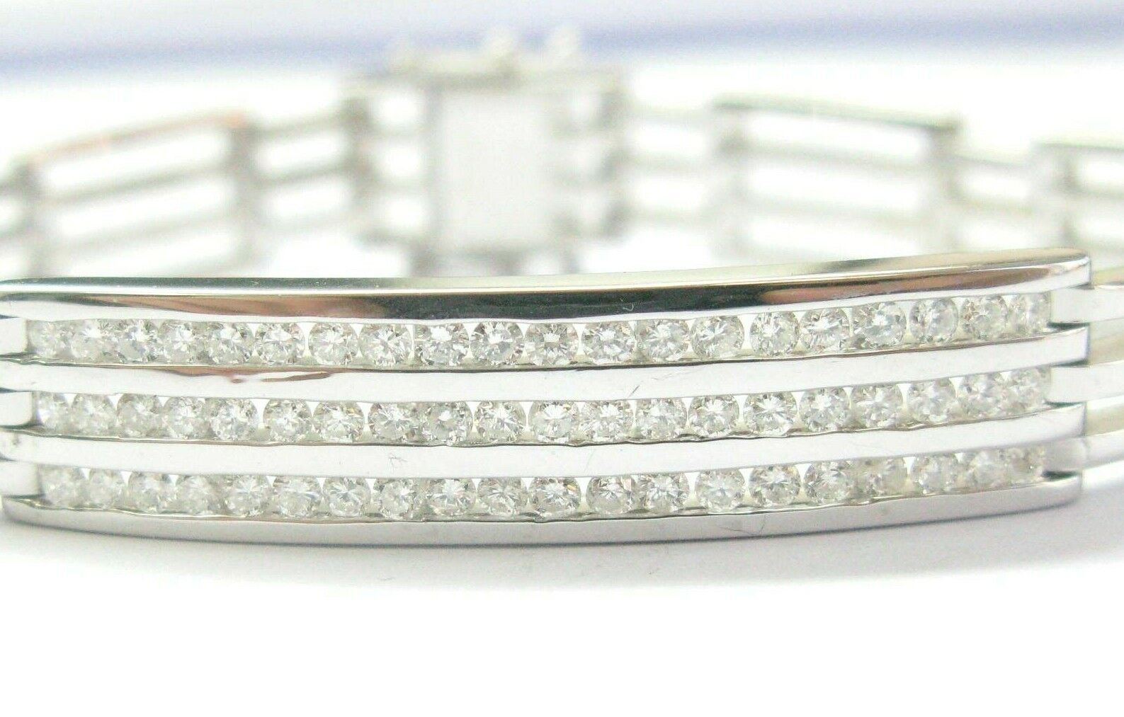 Men's ID Diamond Bracelet 14KT White Gold 60-Stones 2.26Ct G-VS 8"