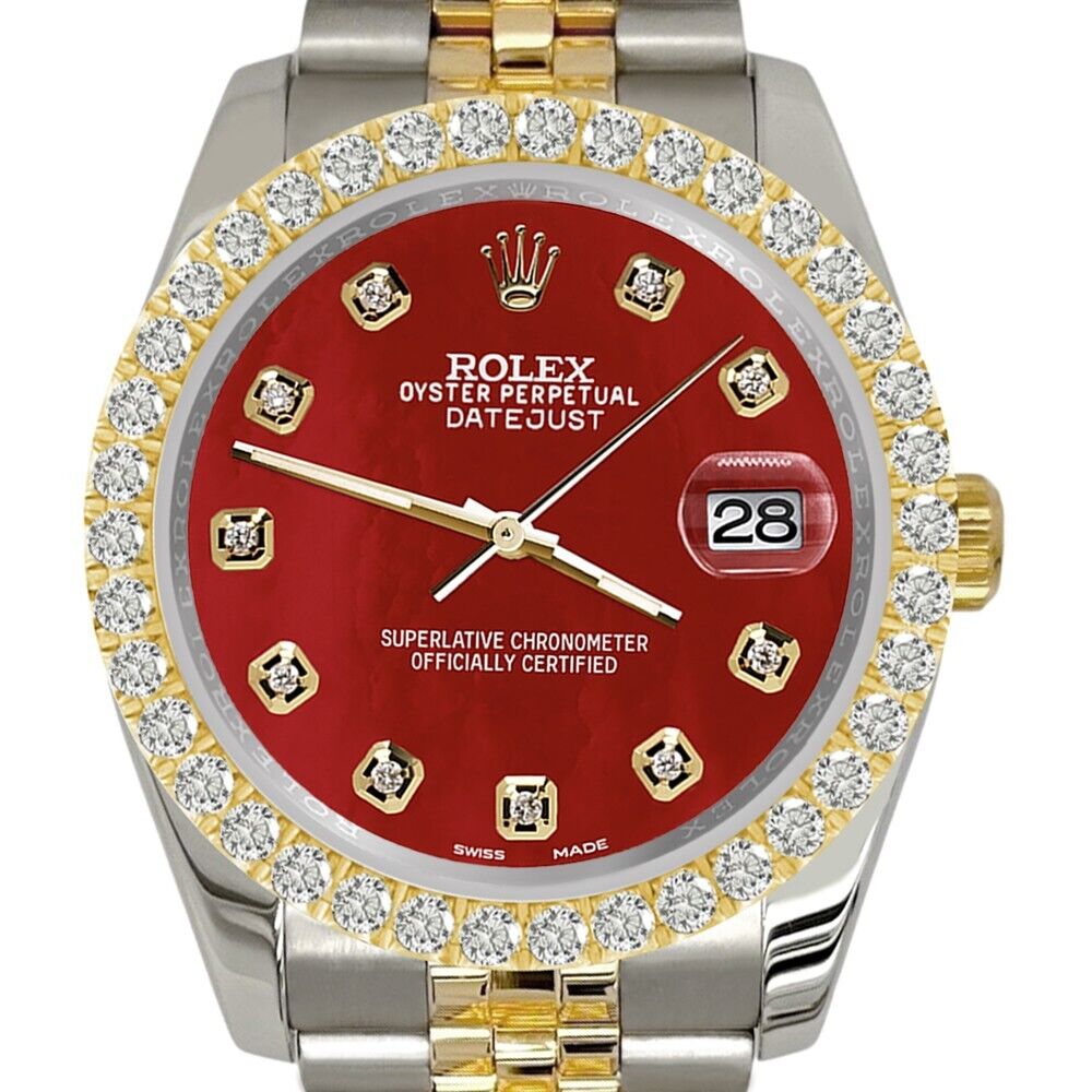 Rolex Datejust  Diamond Bezel/Red MOP Jubilee Watch