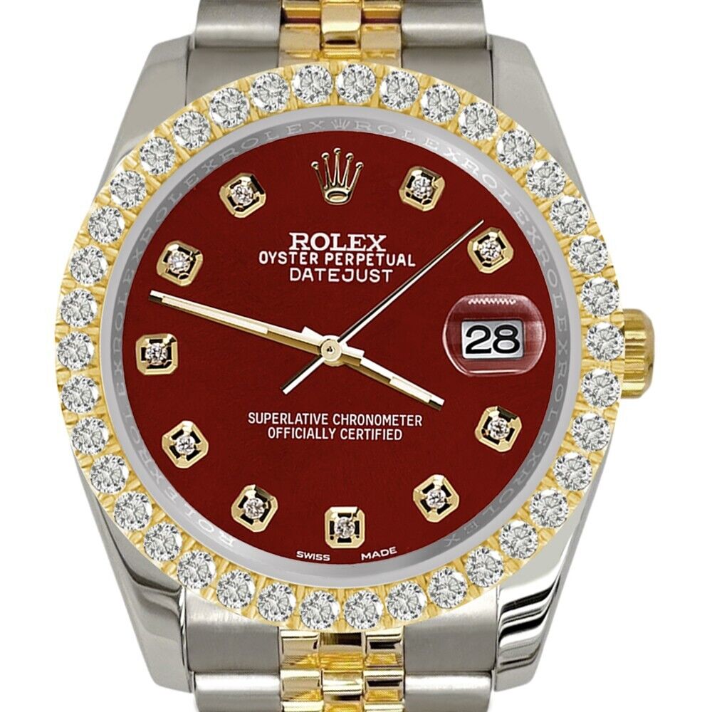 Rolex Datejust  Diamond Bezel/Imperial Red Dial Jubilee Watch