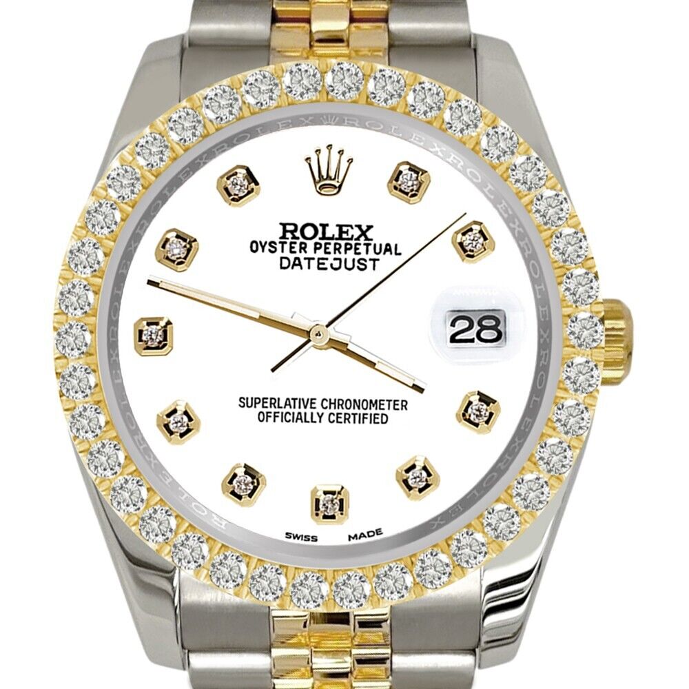 Rolex Datejust 36mm 2-Tone  Diamond Bezel/White Dial Jubilee Watch
