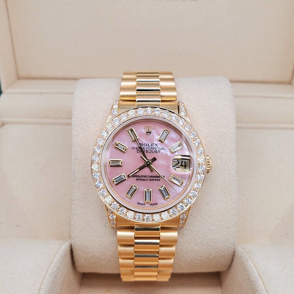 Rolex President Datejust   Diamond Bezel/Lugs/Black Dial Gold Watch