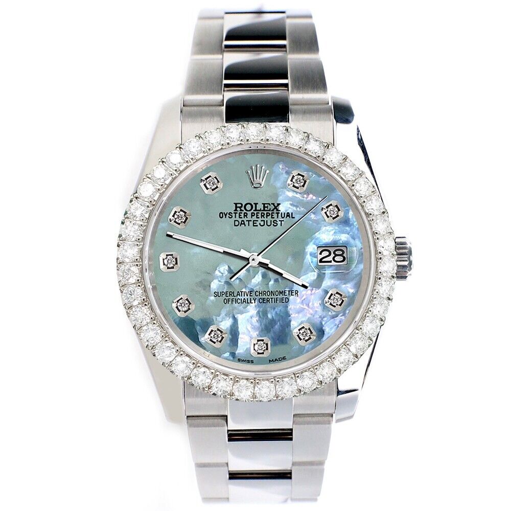 Rolex Datejust   Tahitian Blue Dial with Custom Diamond Bezel