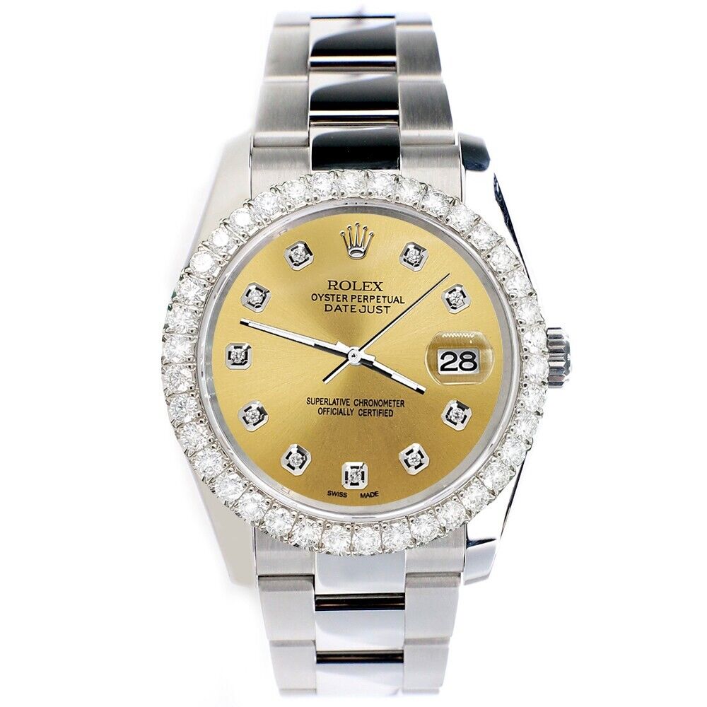 Rolex Datejust   Diamond Bezel/Champagne Diamond Dial Watch