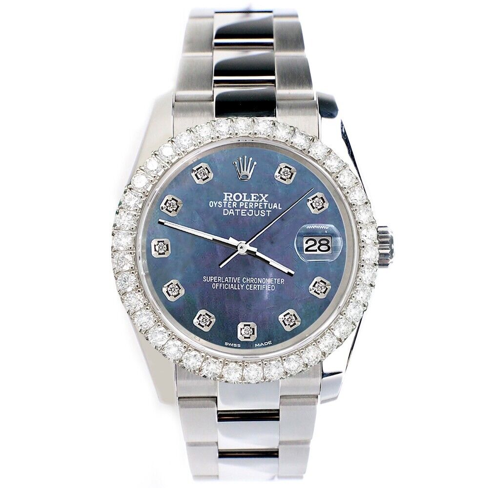 Rolex Datejust  Diamond Bezel/Black Pearl Diamond Dial Watch