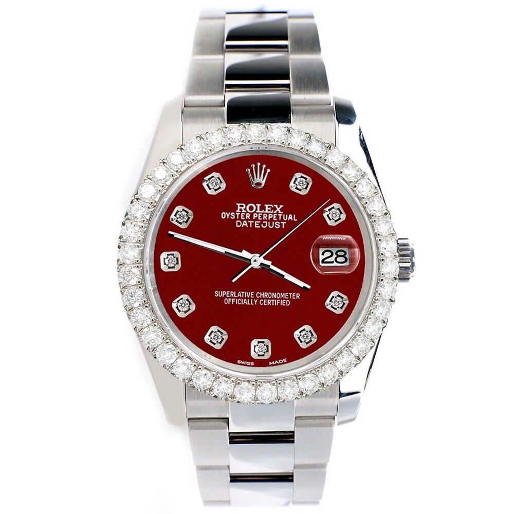 Rolex Datejust  Imperial Red Dial with Custom Diamond Bezel