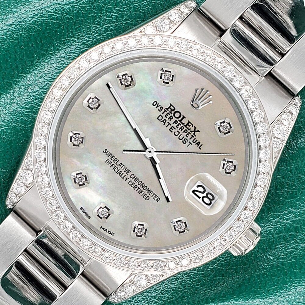 Rolex Datejust 36mm 1.95CT Diamond Bezel/Lugs/Champagne MOP Steel Oyster Watch