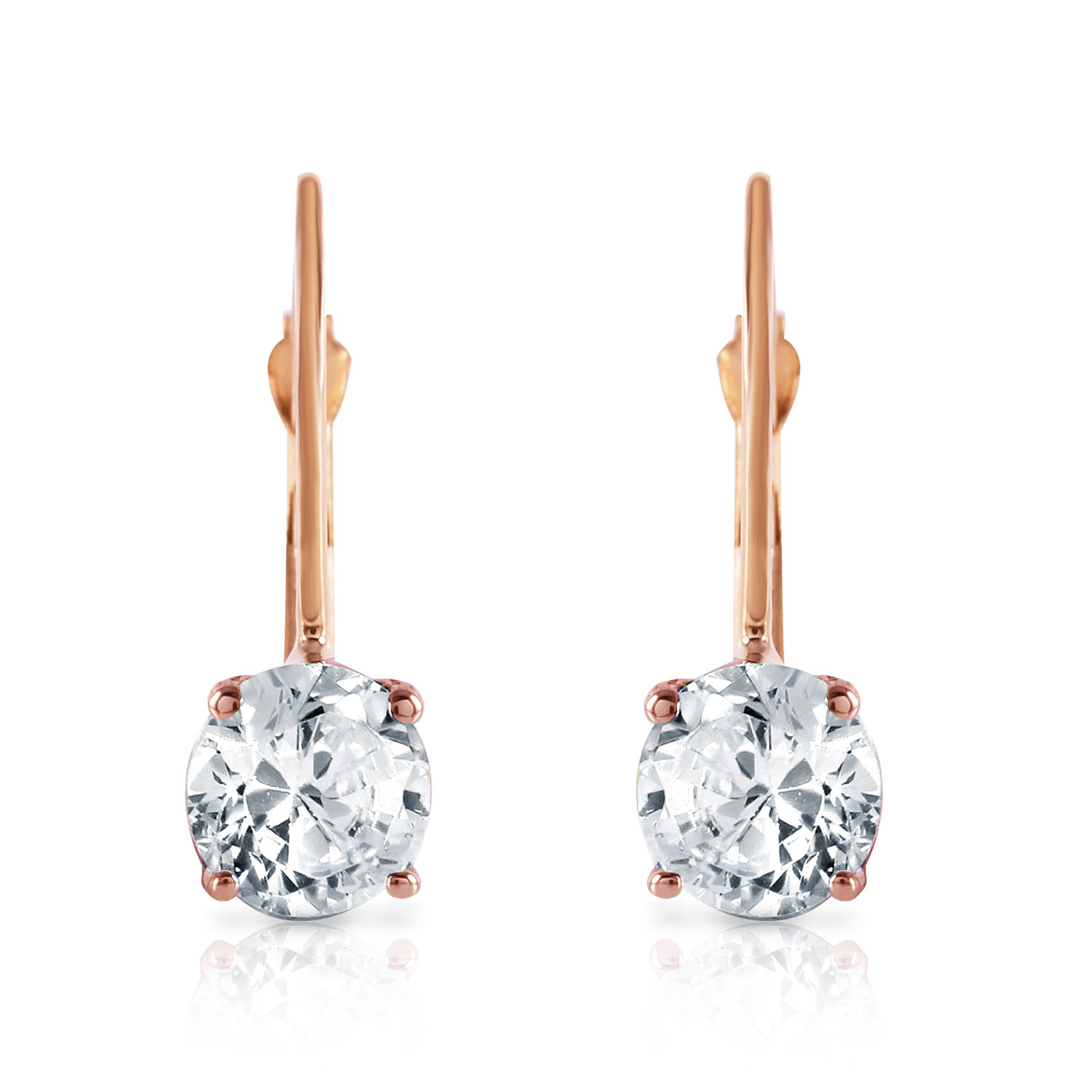 1 CTW 14K Solid Rose Gold Leverback Earrings 1.0 CTW Diamond
