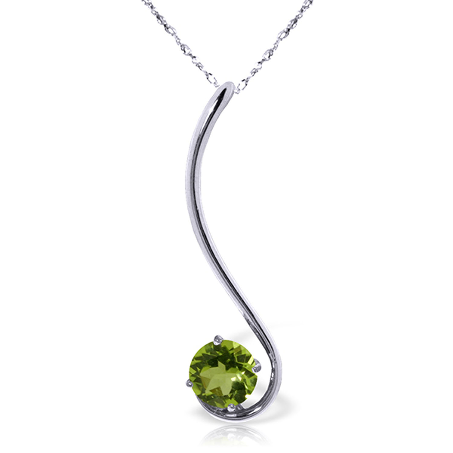 0.55 CTW 14K Solid White Gold The Mind Shines Peridot Necklace