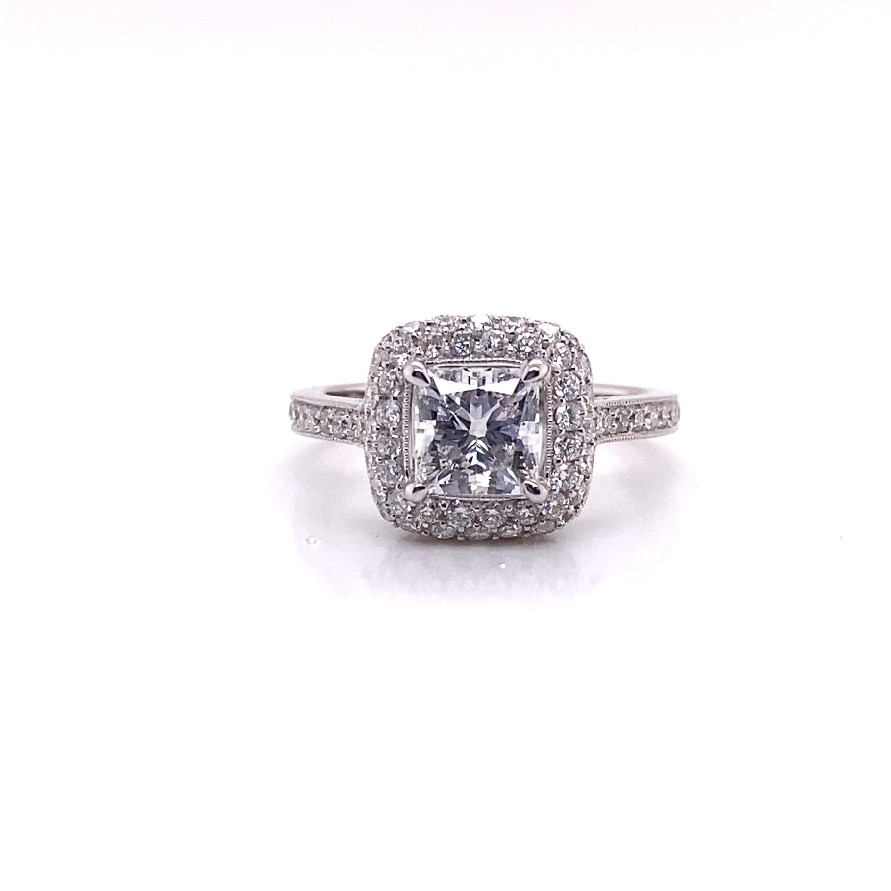 2 Carat Princess Cut Lab Grown Diamond Engagement Ring Halo IGI Certified