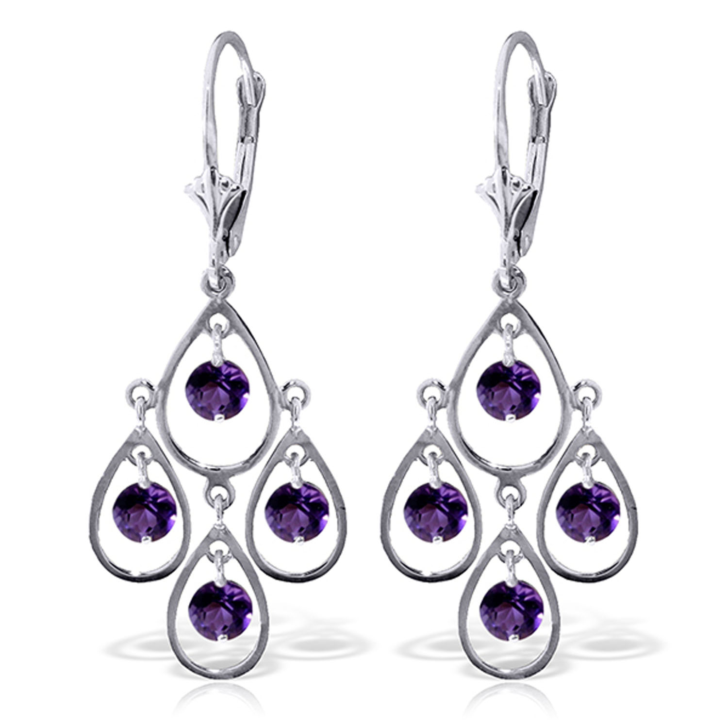 2.4 CTW 14K Solid White Gold Moments Mean Amethyst Earrings