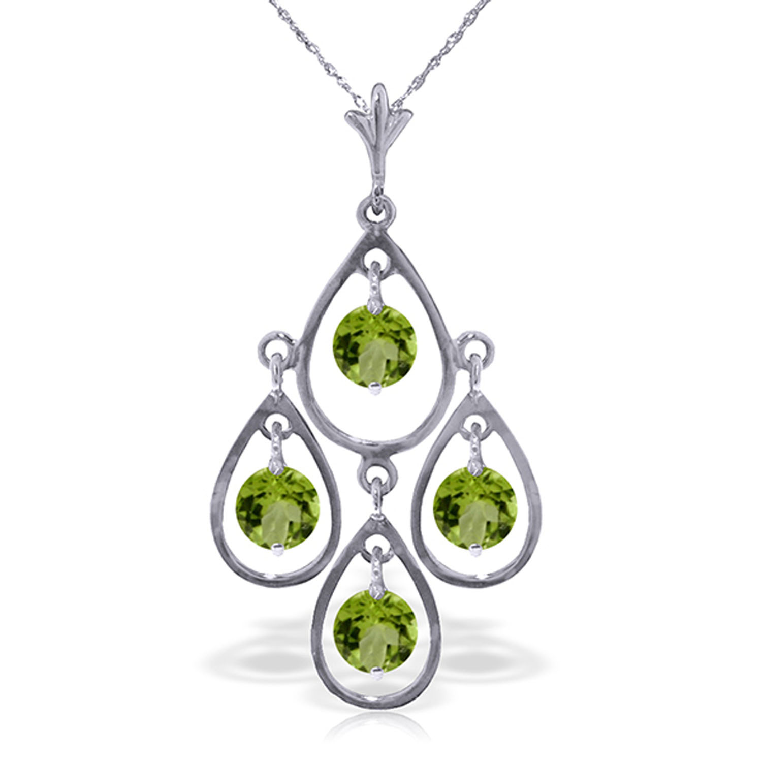 1.2 CTW 14K Solid White Gold Occurred To Me Peridot Necklace
