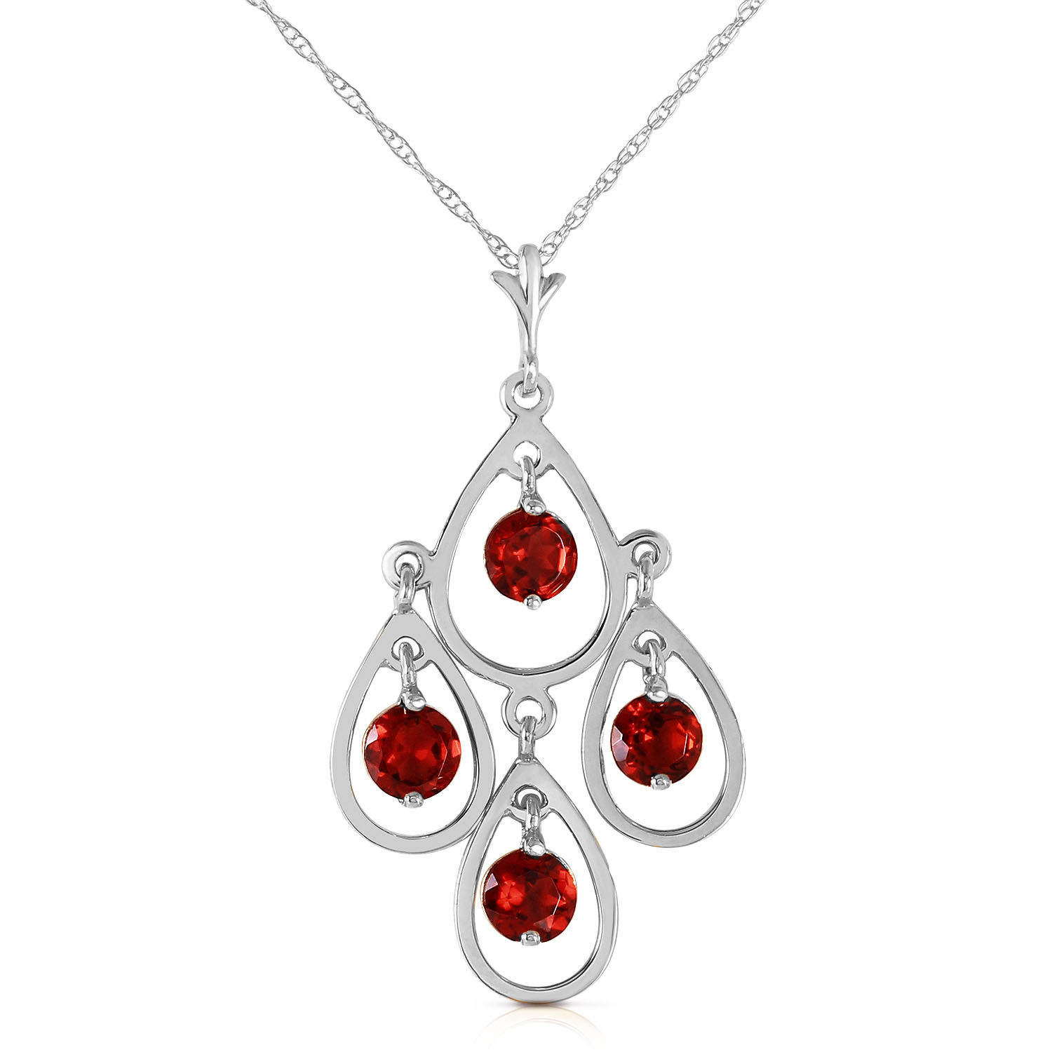 1.2 CTW 14K Solid White Gold You Beside Me Garnet Necklace