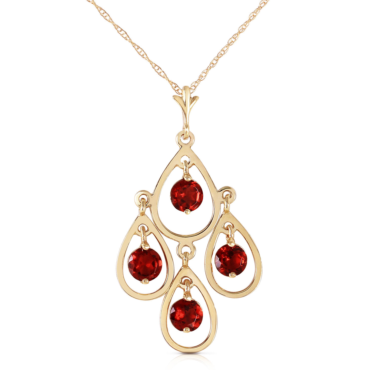 1.2 CTW 14K Solid Gold Lyrical Visionary Garnet Necklace