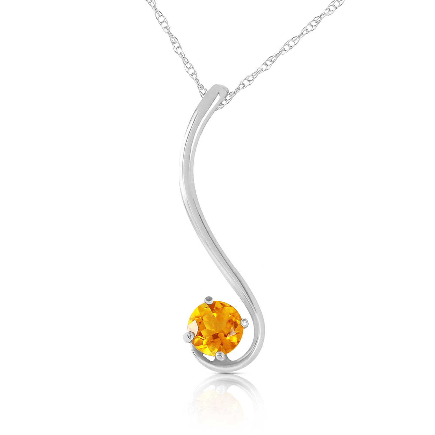 0.55 CTW 14K Solid White Gold Into The Light Citrine Necklace