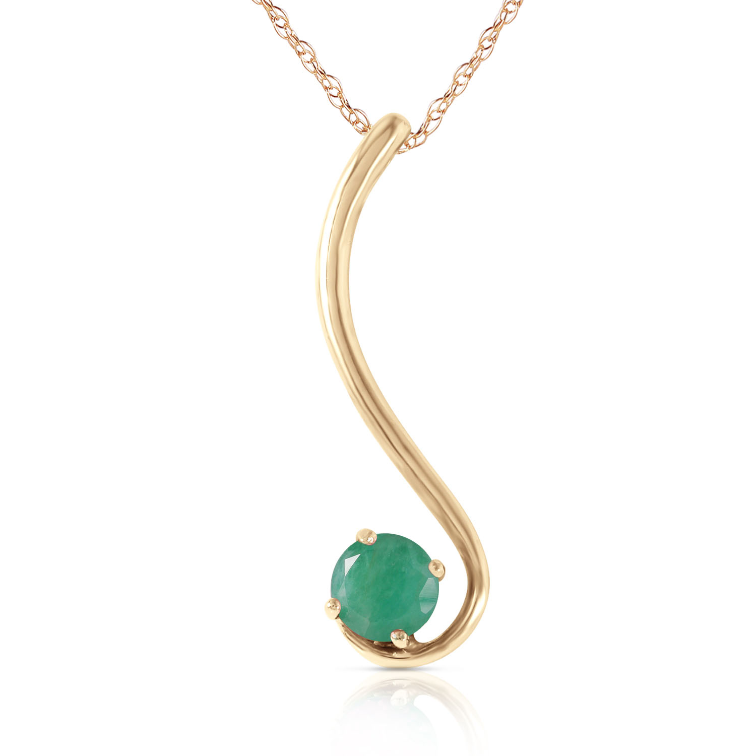 0.55 CTW 14K Solid Gold Life By The River Emerald Necklace