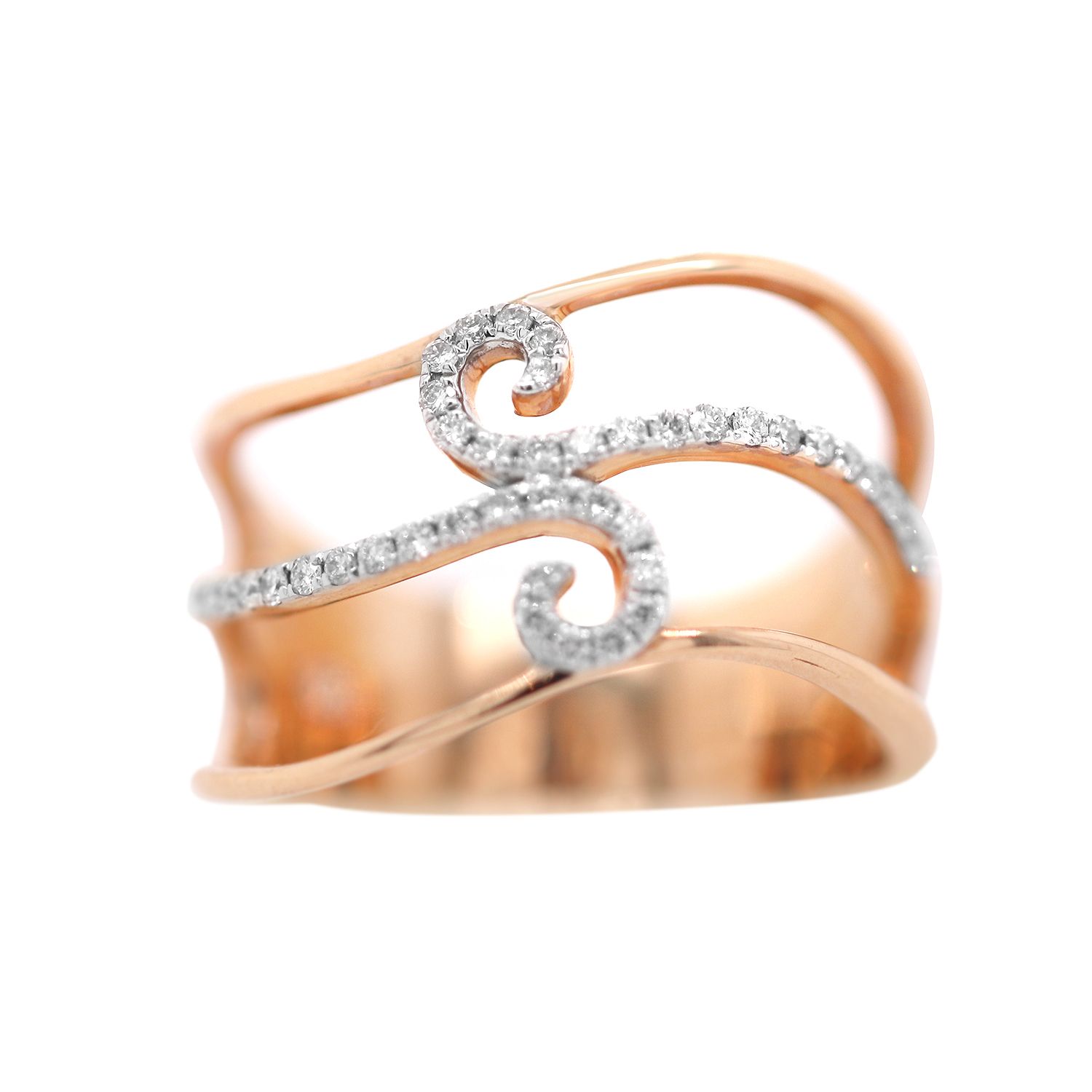 18k Rose Gold and Diamond Swirl Ring