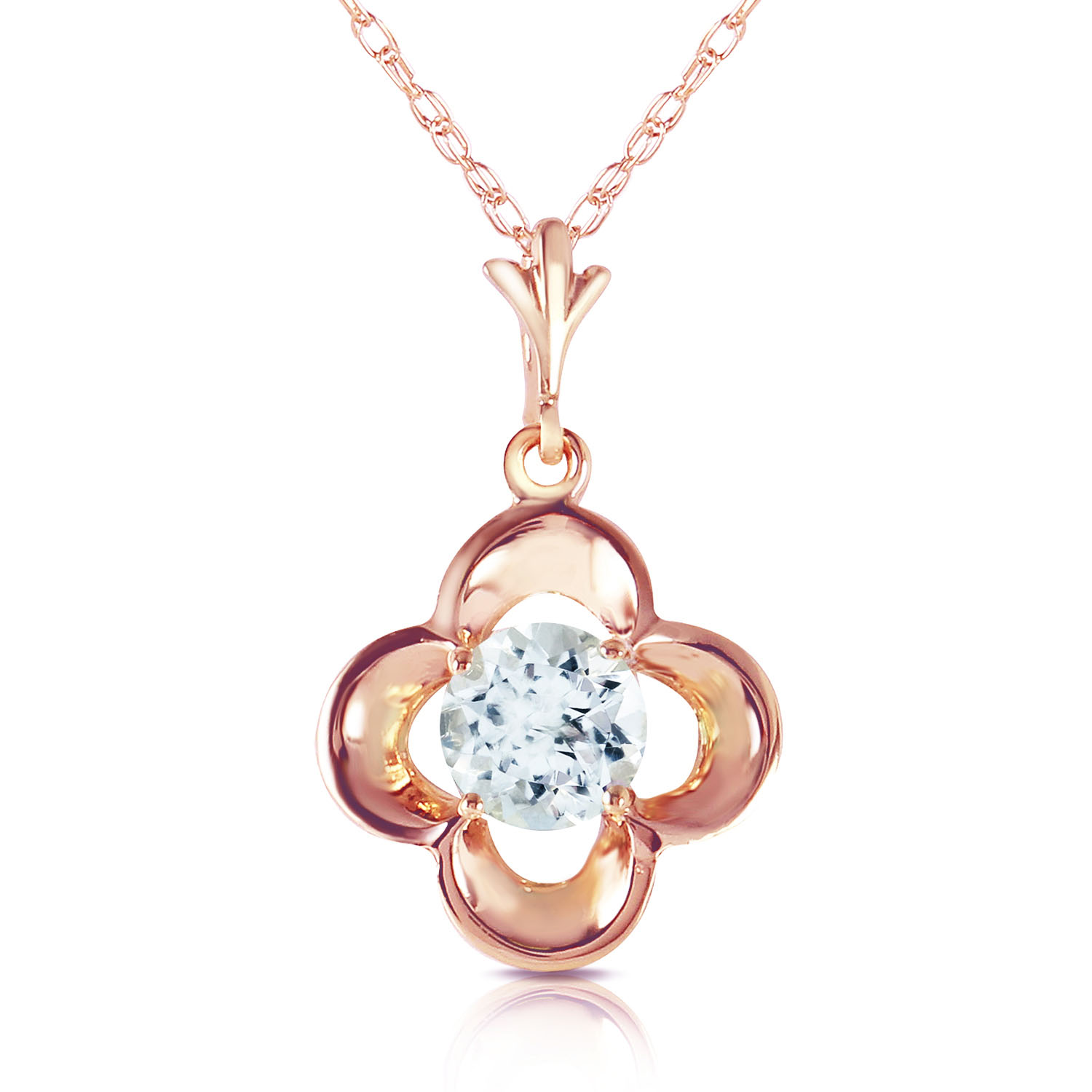 14K Solid Rose Gold Necklace with Natural Aquamarines