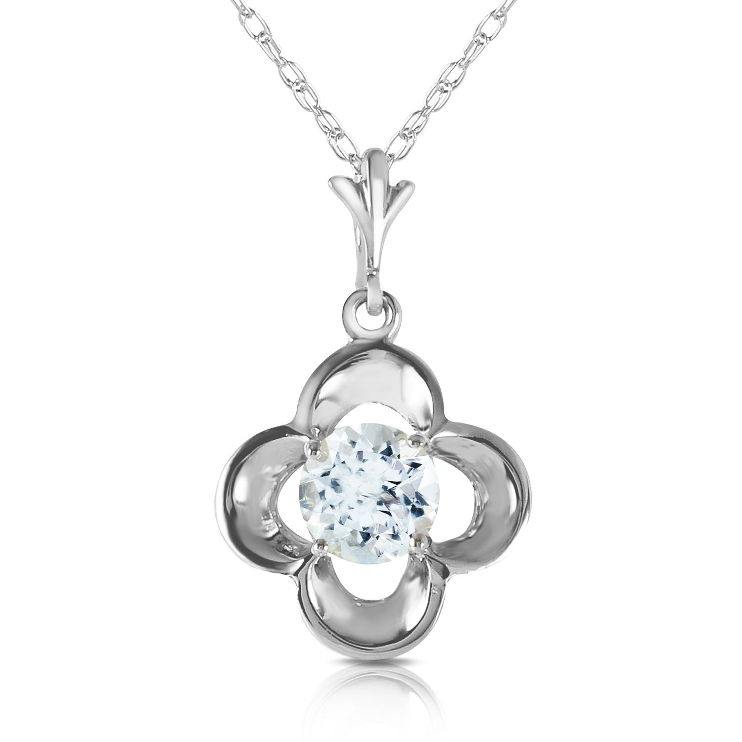 0.55 CTW 14K Solid White Gold It Ain't Over Aquamarine Necklace