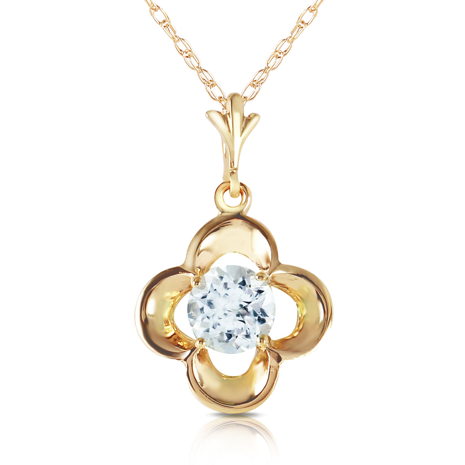 0.55 CTW 14K Solid Gold Love Me Tender Aquamarine Necklace