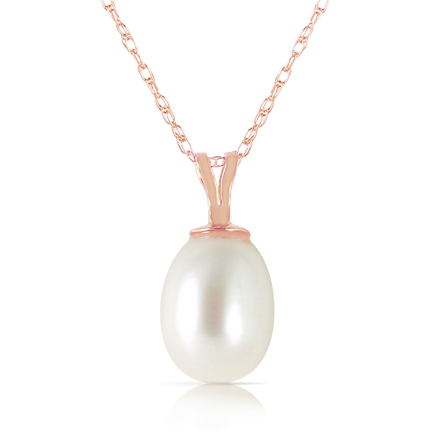 14K Solid Rose Gold Necklace with Natural pearl
