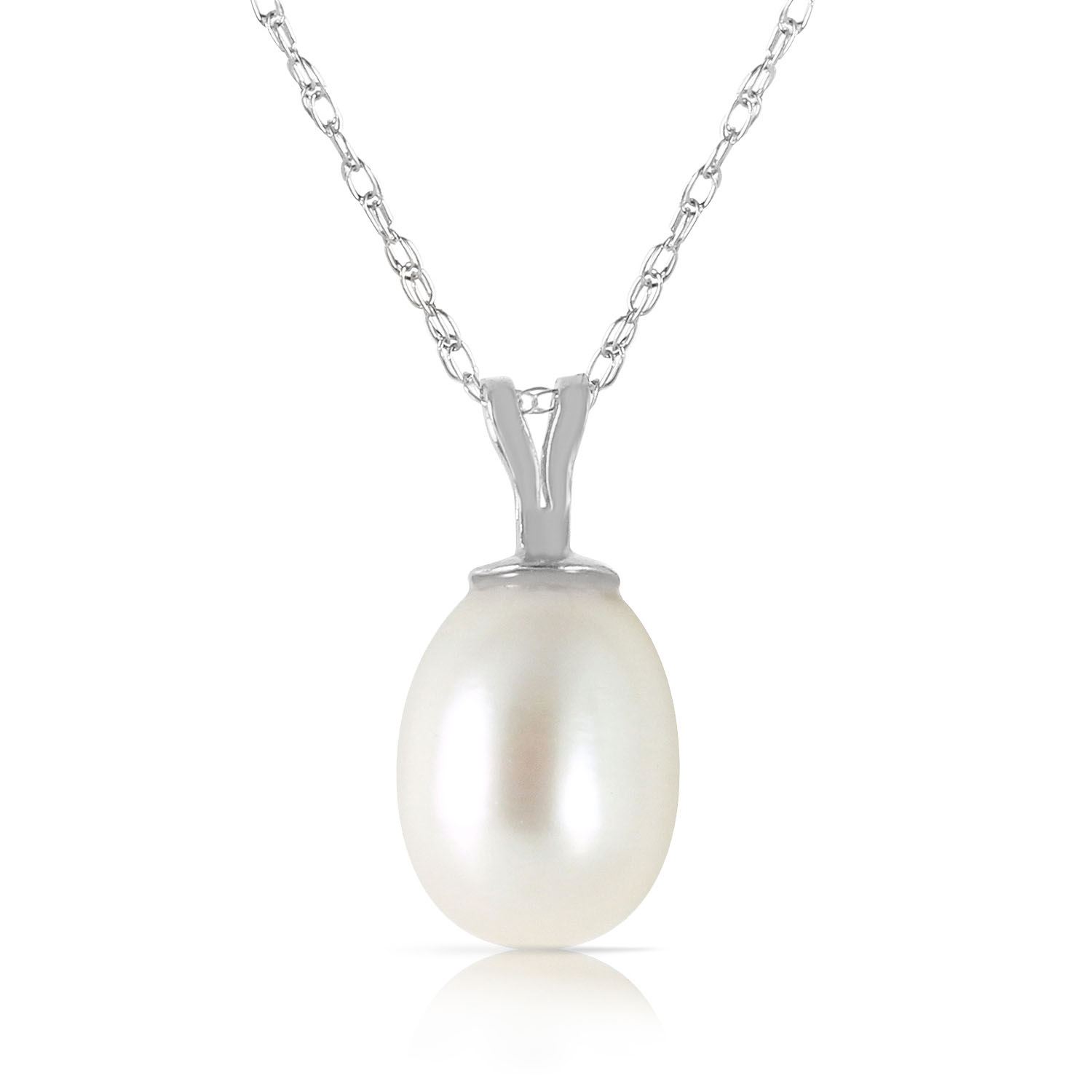 4 CTW 14K Solid White Gold Perseverance Pays pearl Necklace