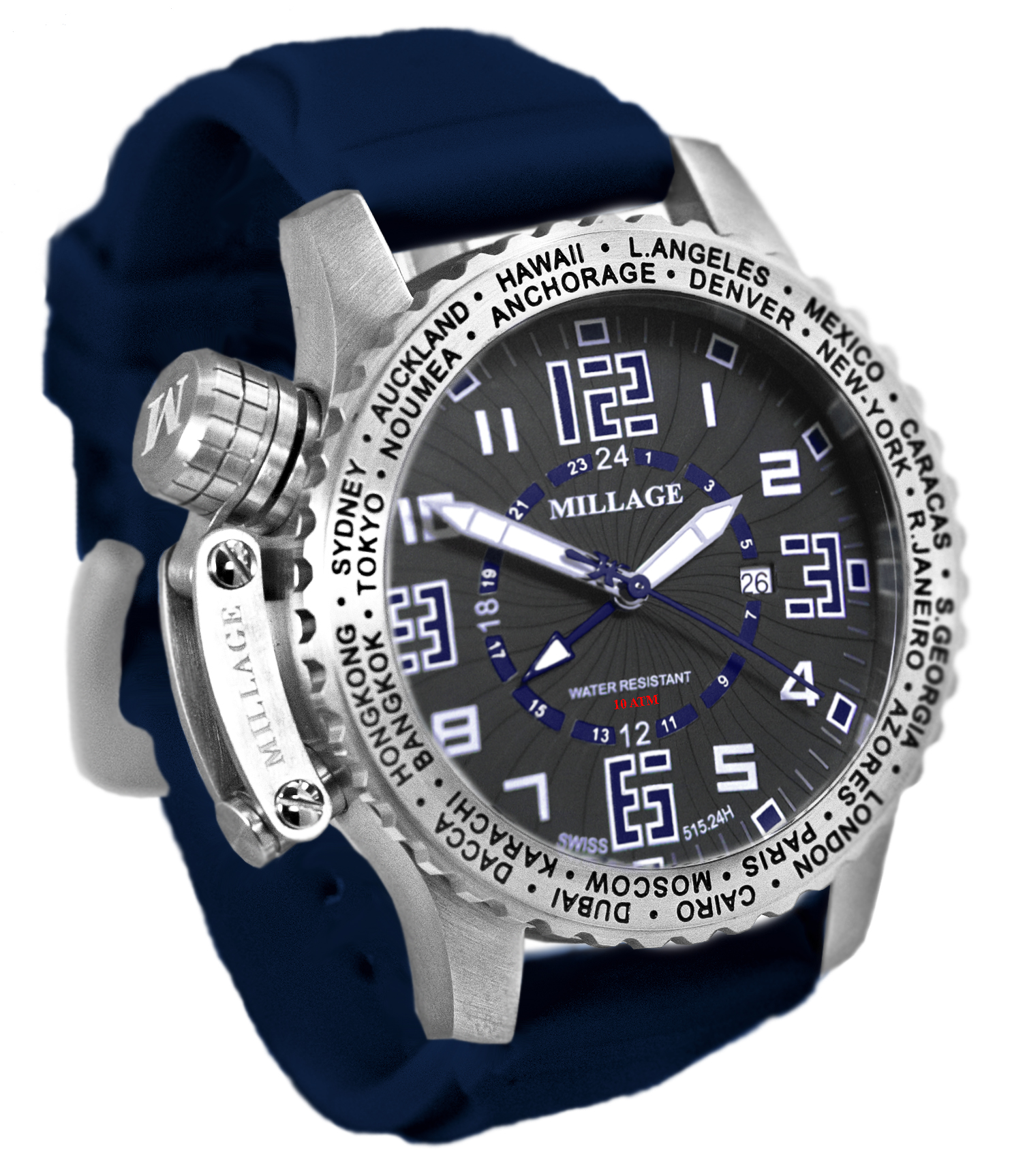 M3726SLS-BLUE-BLACK / Blue/Millage Watches