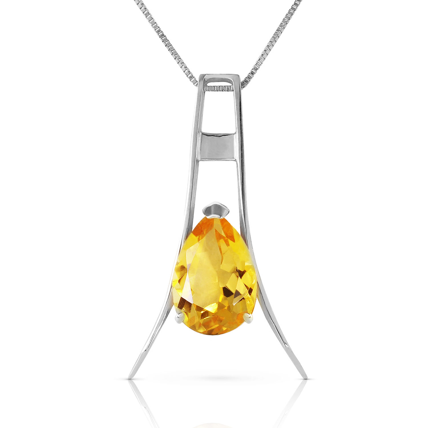 1.5 CTW 14K Solid White Gold Go Gentle Citrine Necklace