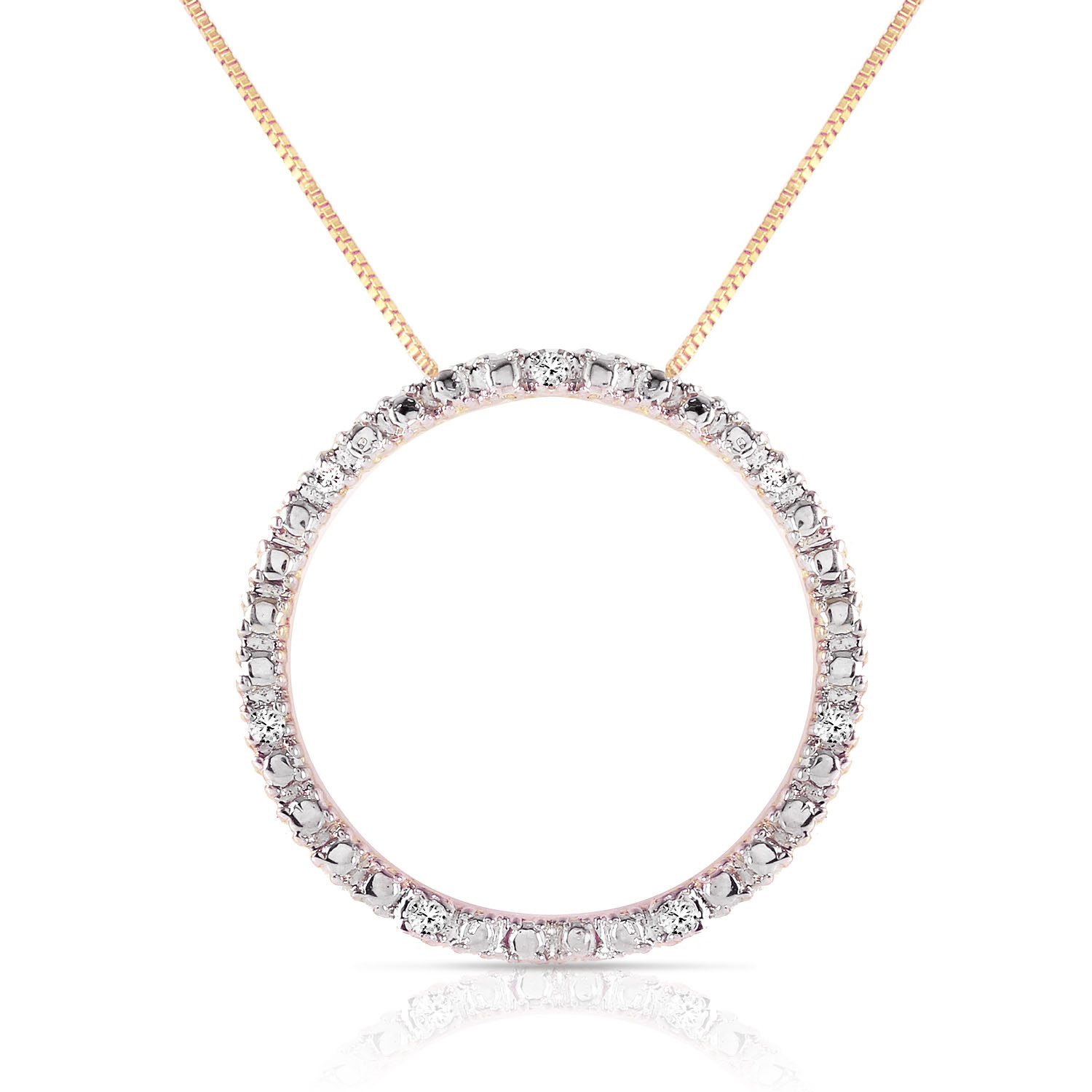 0.1 CTW 14K Solid Gold Eternity Diamond Necklace