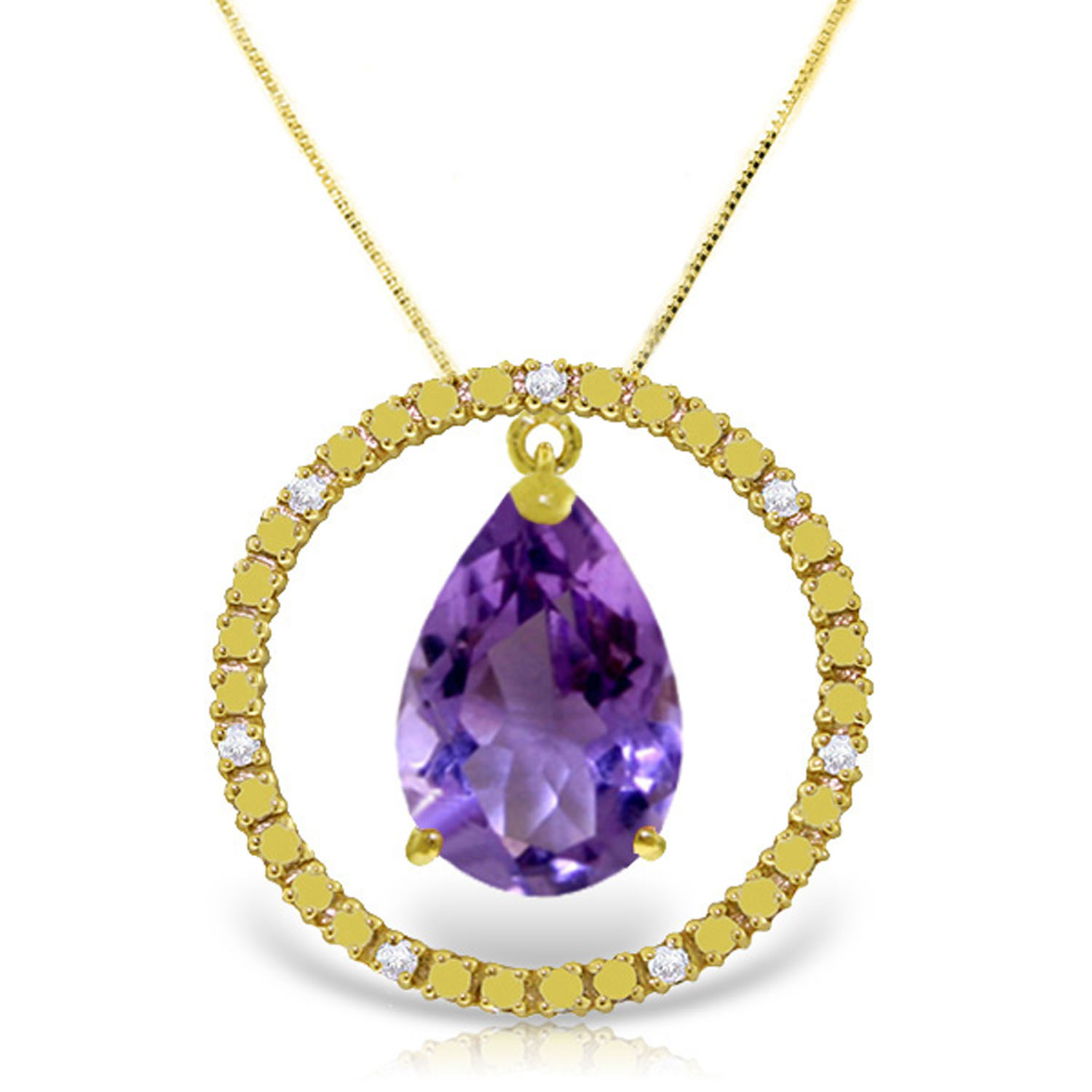 6.6 CTW 14K Solid Gold Diamond Amethyst Circle Of Love Necklace