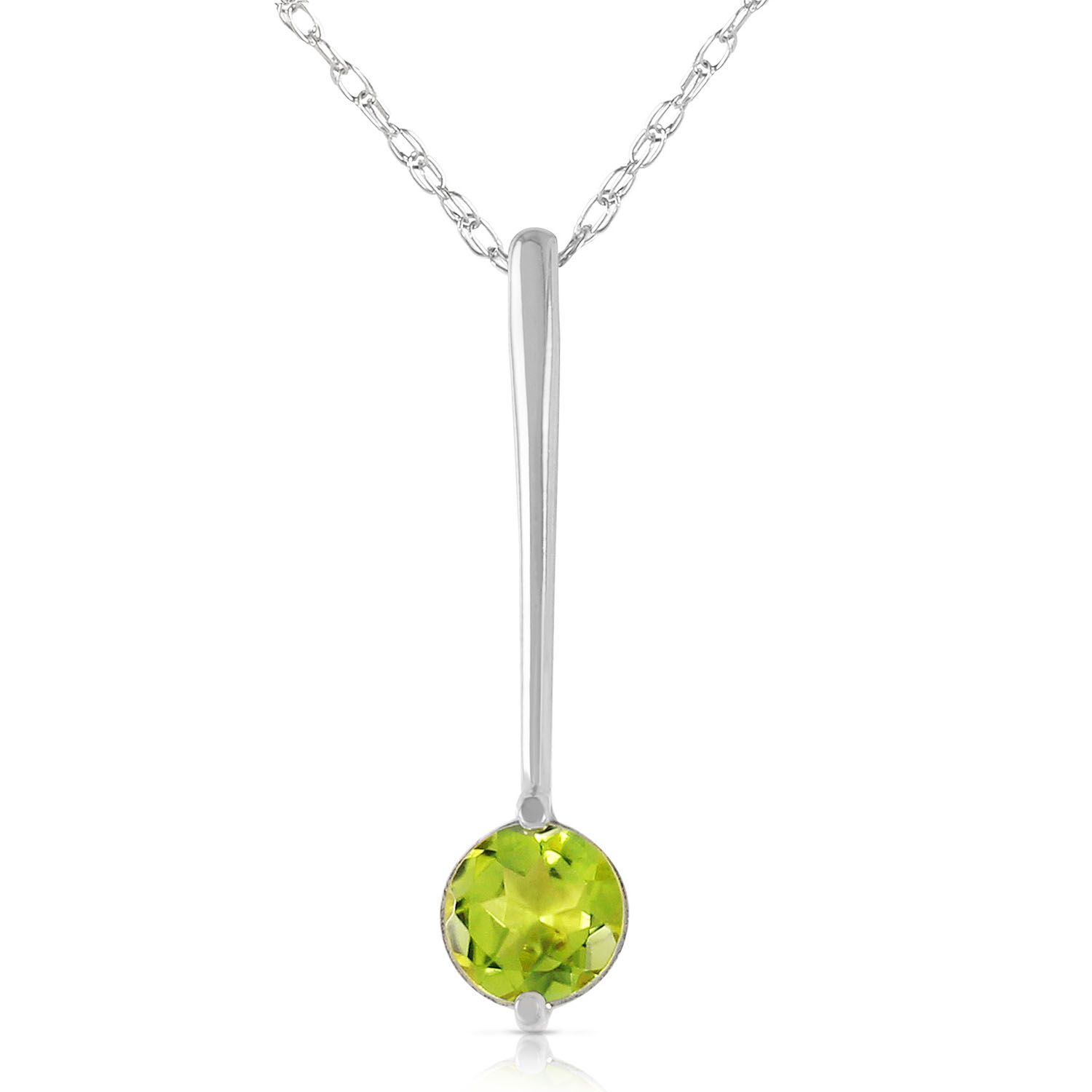 0.65 CTW 14K Solid White Gold Halo Peridot Necklace