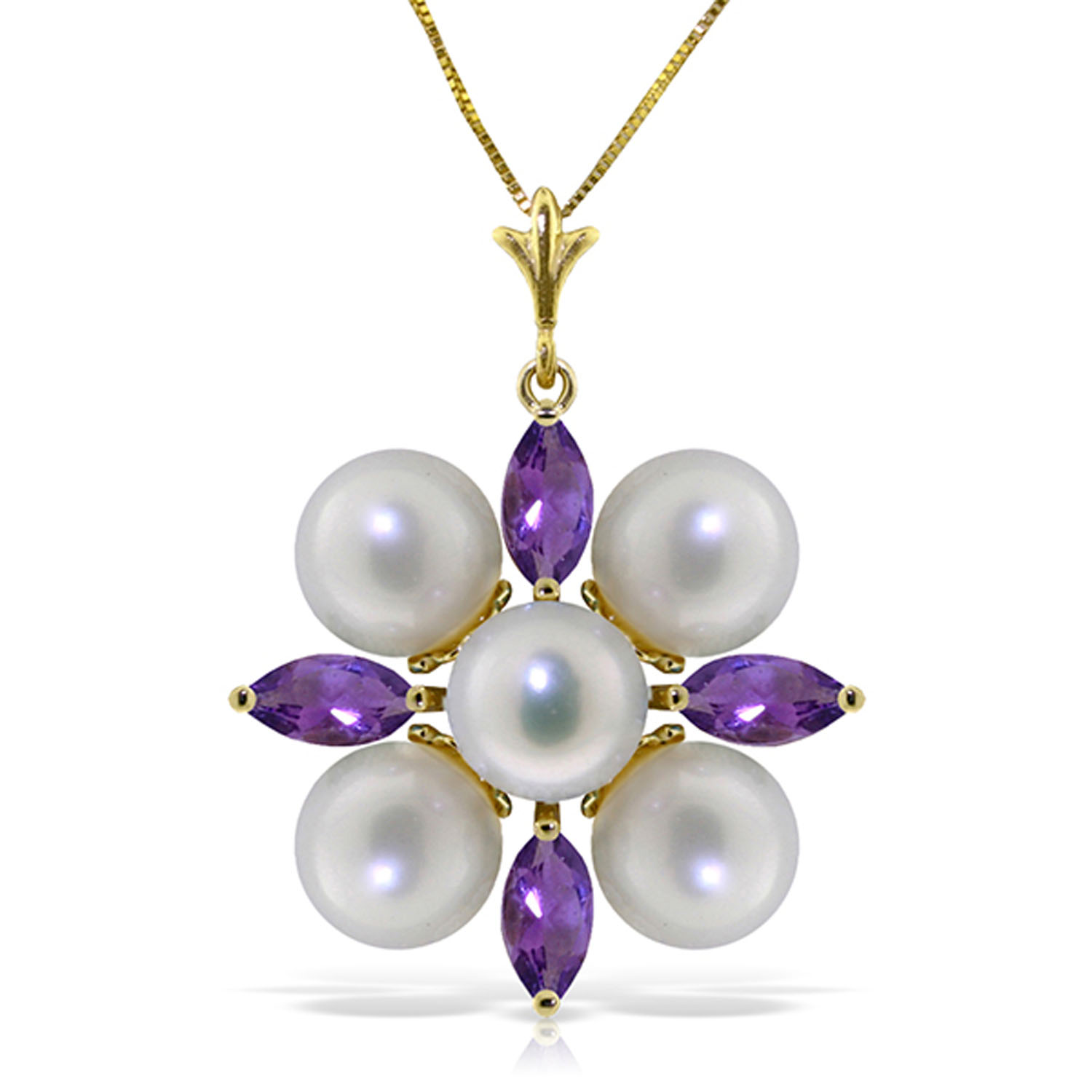 6.3 CTW 14K Solid Gold Demure Amethyst pearl Necklace