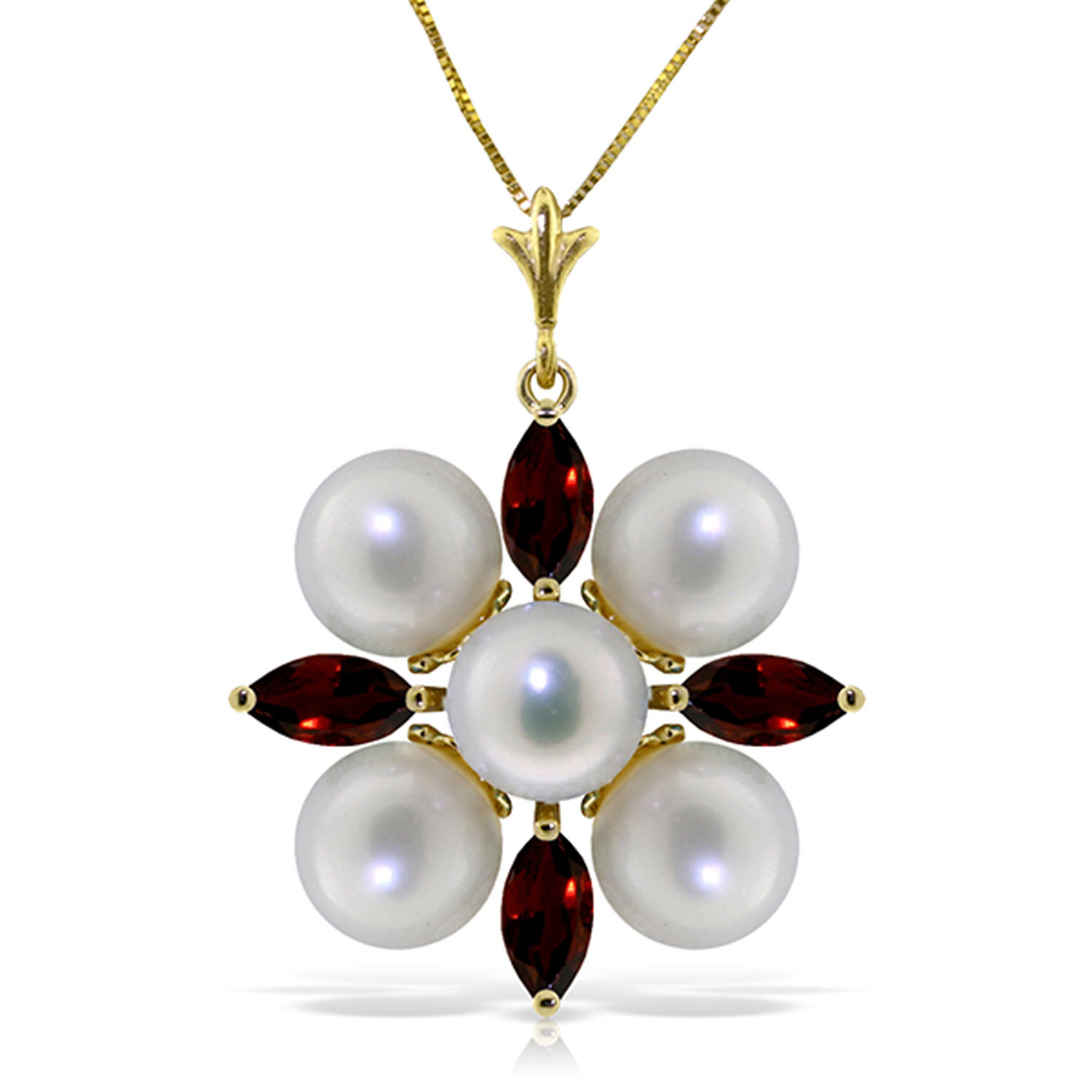 6.3 CTW 14K Solid Gold Explore The Senses Garnet pearl Necklace