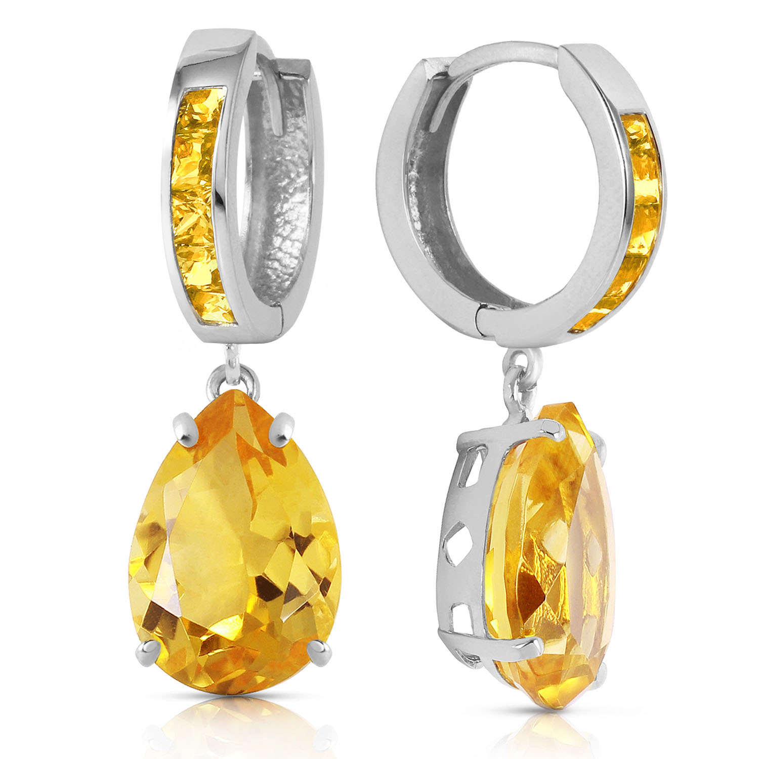 13.2 CTW 14K Solid White Gold Loving Touch Citrine Earrings