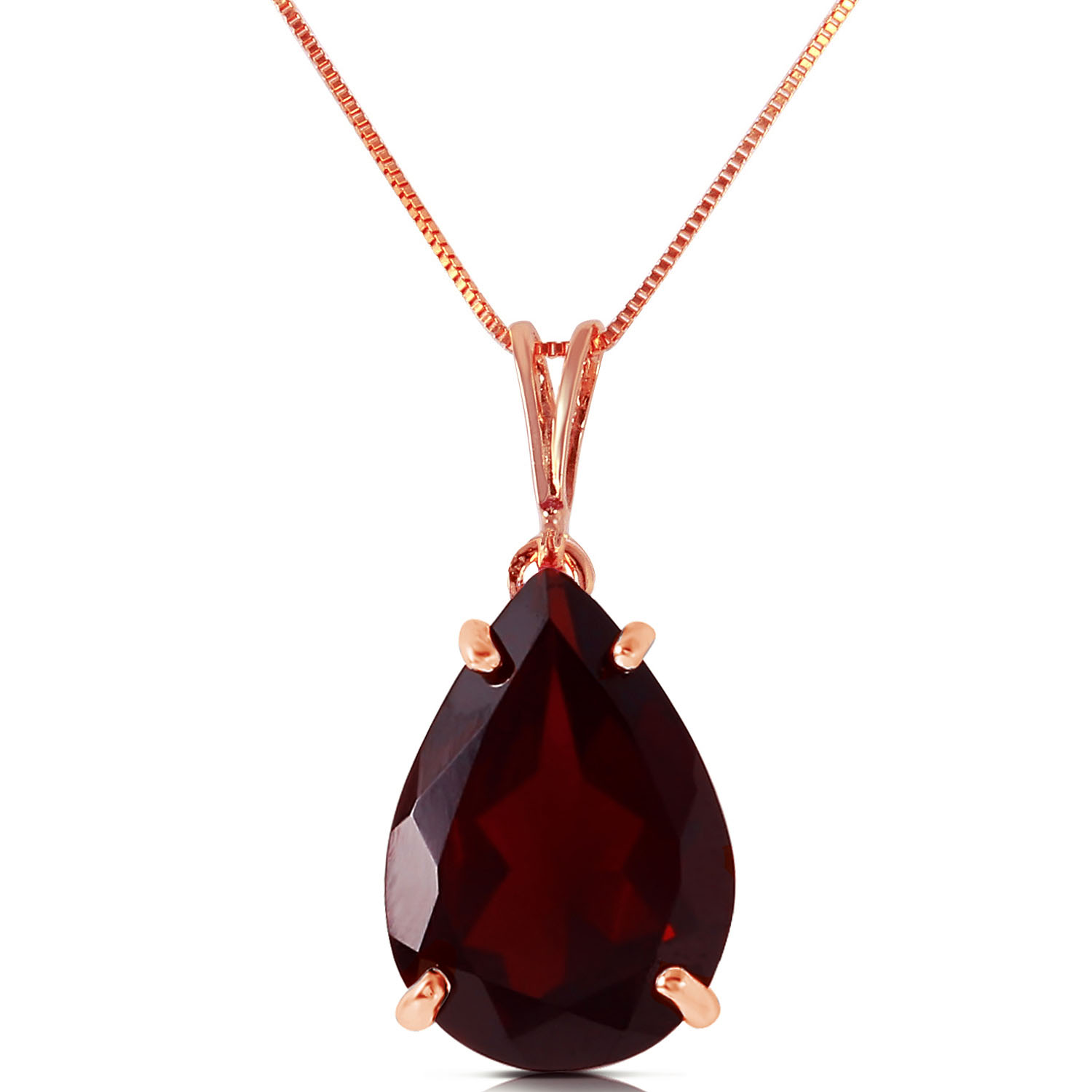 5 CTW 14K Solid Rose Gold Teardrop Garnet Necklace