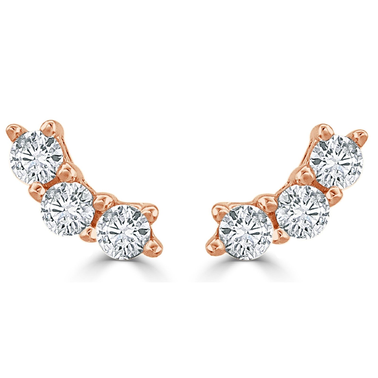 True 14k Rose Gold  Diamond Stud Earrings